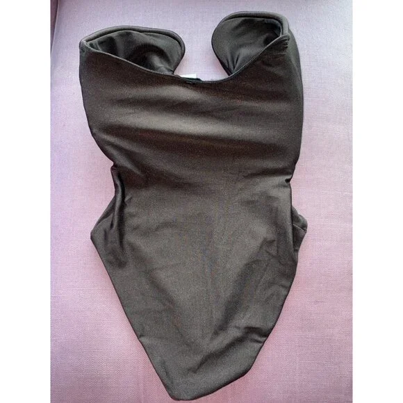 ADRIANA DEGREAS Waves Strapless One Piece Swimsuit in Coffee Medium New Womens